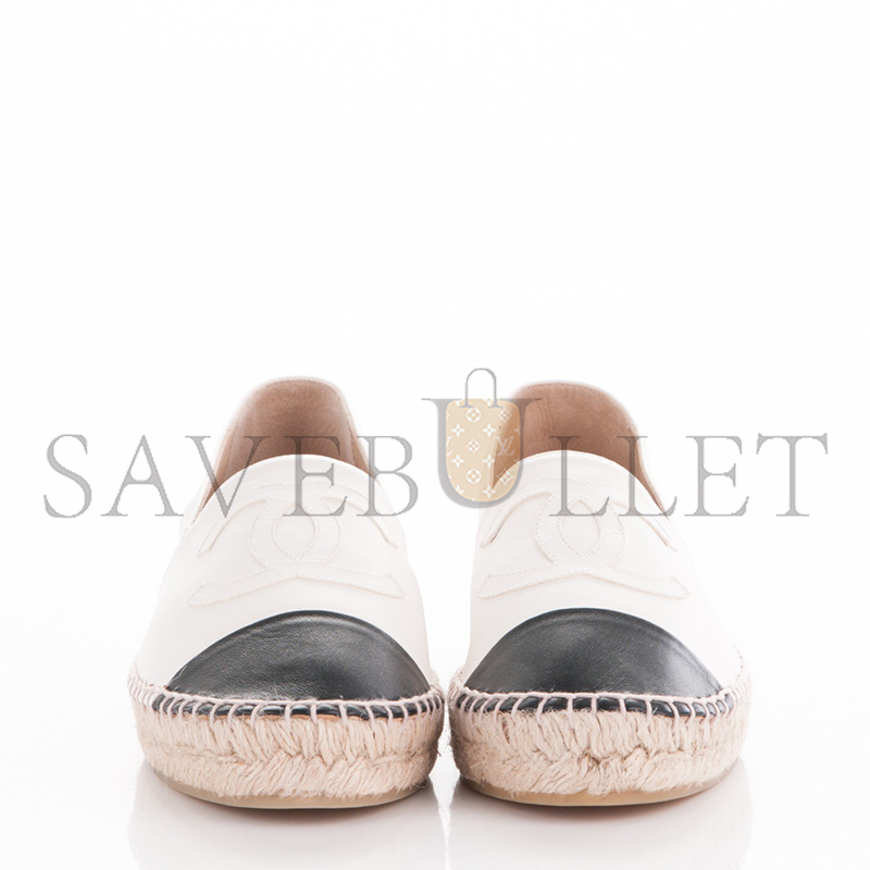 Ch*el lambskin espadrilles white black g29762